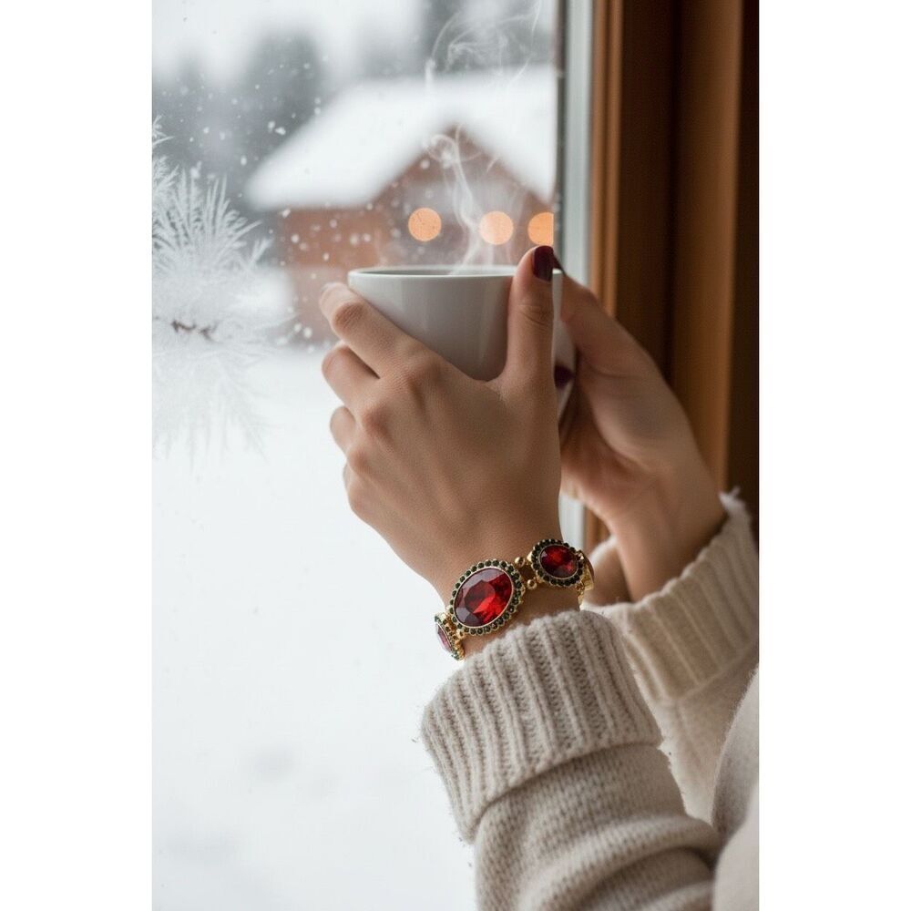 Brand New Womens Boutique Christmas Lights Gold Stretch Fashion Bracelet